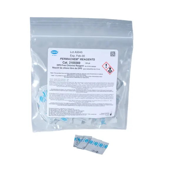 DPD Free Chlorine Reagent Powder Pillows, 10 mL, pk/100
